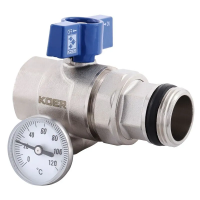Кран с американкой KR-1032-Gi/1''/"антипротечка"/с термометром/прямой  (KR2893)
